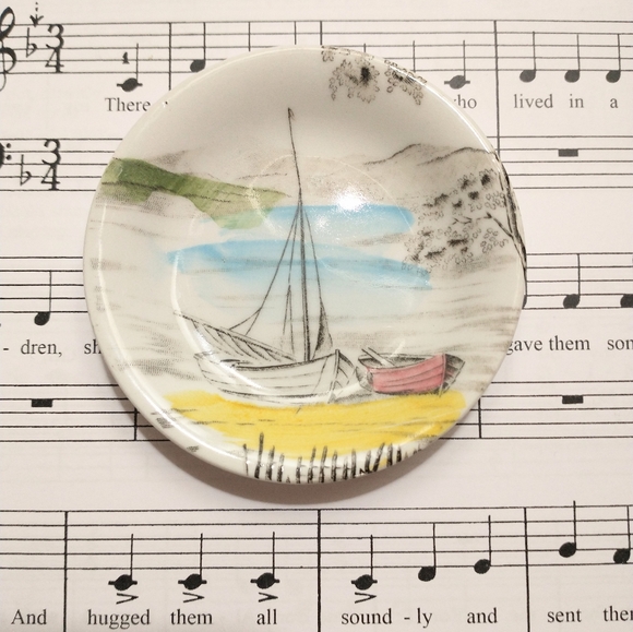 WH Grindley Holiday miniature plate, boat, canoe theme - Picture 1 of 4